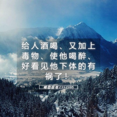 Picture 05 - 哈 巴 谷 书 2:15 CUVS - 给 人 酒 喝 、 又 加 上 毒 物 、 使 - Bible Verse Picture