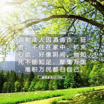 Picture 05 - 哈 巴 谷 书 2:5 CUVS - 迦 勒 底 人 因 酒 诡 诈 ， 狂 傲 ， - Bible Verse Picture