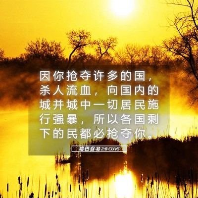 Picture 05 - 哈 巴 谷 书 2:8 CUVS - 因 你 抢 夺 许 多 的 国 ， 杀 人 流 - Bible Verse Picture