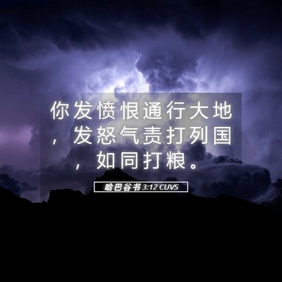 Picture 05 - 哈 巴 谷 书 3:12 CUVS - 你 发 愤 恨 通 行 大 地 ， 发 怒 气 - Bible Verse Picture