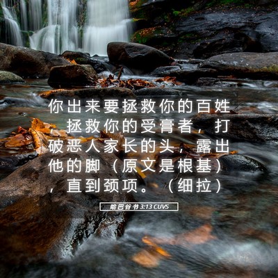 Picture 05 - 哈 巴 谷 书 3:13 CUVS - 你 出 来 要 拯 救 你 的 百 姓 ， 拯 - Bible Verse Picture