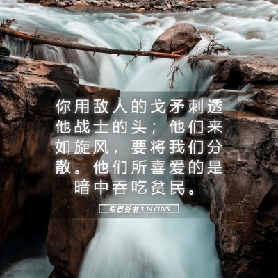 Picture 05 - 哈 巴 谷 书 3:14 CUVS - 你 用 敌 人 的 戈 矛 刺 透 他 战 士 - Bible Verse Picture