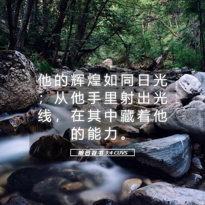 Picture 05 - 哈 巴 谷 书 3:4 CUVS - 他 的 辉 煌 如 同 日 光 ； 从 他 手 - Bible Verse Picture