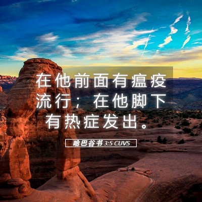 Picture 05 - 哈 巴 谷 书 3:5 CUVS - 在 他 前 面 有 瘟 疫 流 行 ； 在 他 - Bible Verse Picture