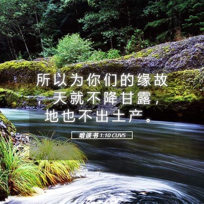 Picture 05 - 哈 该 书 1:10 CUVS - 所 以 为 你 们 的 缘 故 ， 天 就 不 - Bible Verse Picture