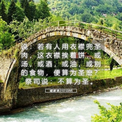 Picture 05 - 哈 该 书 2:12 CUVS - 说 ： 若 有 人 用 衣 襟 兜 圣 肉 ， - Bible Verse Picture