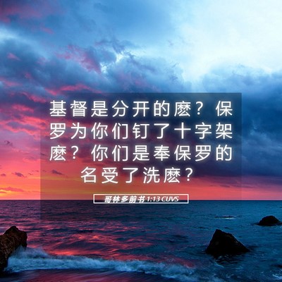 Picture 05 - 哥 林 多 前 书 1:13 CUVS - 基 督 是 分 开 的 麽 ？ 保 罗 为 你 - Bible Verse Picture