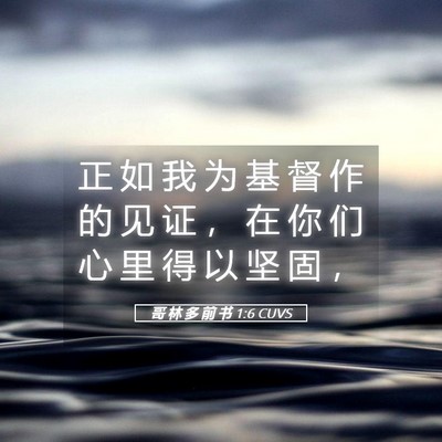 Picture 05 - 哥 林 多 前 书 1:6 CUVS - 正 如 我 为 基 督 作 的 见 证 ， 在 - Bible Verse Picture