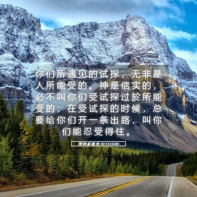Picture 05 - 哥 林 多 前 书 10:13 CUVS - 你 们 所 遇 见 的 试 探 ， 无 非 是 - Bible Verse Picture