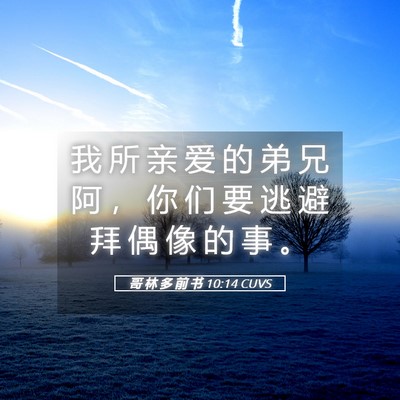 Picture 05 - 哥 林 多 前 书 10:14 CUVS - 我 所 亲 爱 的 弟 兄 阿 ， 你 们 要 - Bible Verse Picture