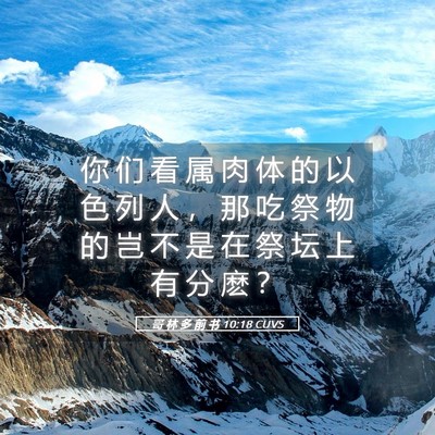 Picture 05 - 哥 林 多 前 书 10:18 CUVS - 你 们 看 属 肉 体 的 以 色 列 人 ， - Bible Verse Picture