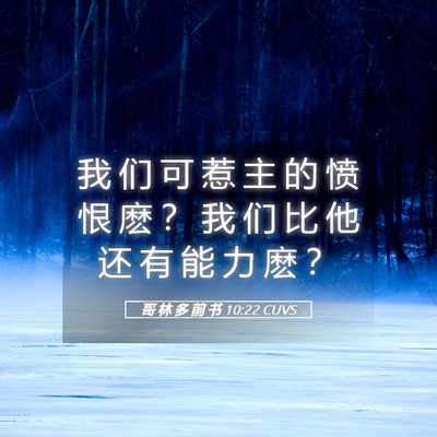 Picture 05 - 哥 林 多 前 书 10:22 CUVS - 我 们 可 惹 主 的 愤 恨 麽 ？ 我 们 - Bible Verse Picture