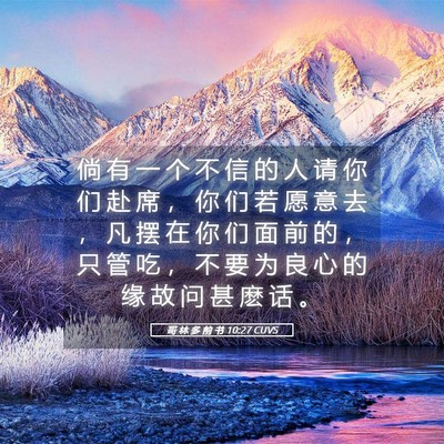 Picture 05 - 哥 林 多 前 书 10:27 CUVS - 倘 有 一 个 不 信 的 人 请 你 们 赴 - Bible Verse Picture