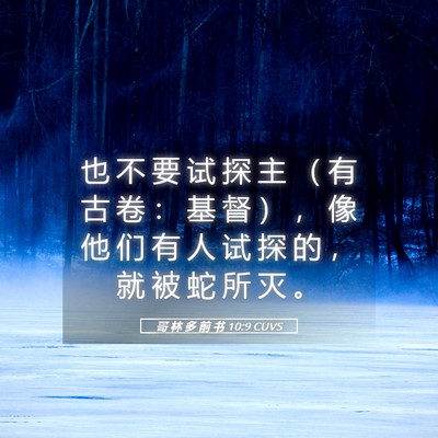 Picture 05 - 哥 林 多 前 书 10:9 CUVS - 也 不 要 试 探 主 （ 有 古 卷 ： 基 - Bible Verse Picture