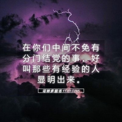Picture 05 - 哥 林 多 前 书 11:19 CUVS - 在 你 们 中 间 不 免 有 分 门 结 党 - Bible Verse Picture