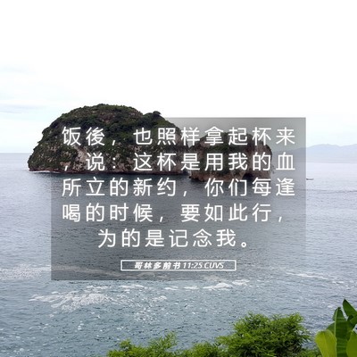 Picture 05 - 哥 林 多 前 书 11:25 CUVS - 饭 後 ， 也 照 样 拿 起 杯 来 ， 说 - Bible Verse Picture