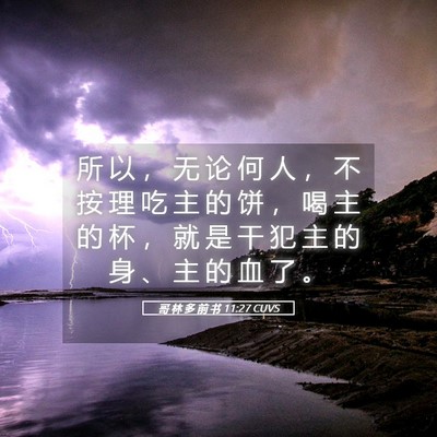 Picture 05 - 哥 林 多 前 书 11:27 CUVS - 所 以 ， 无 论 何 人 ， 不 按 理 吃 - Bible Verse Picture