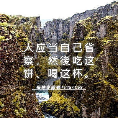 Picture 05 - 哥 林 多 前 书 11:28 CUVS - 人 应 当 自 己 省 察 ， 然 後 吃 这 - Bible Verse Picture