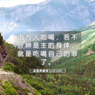 Picture 05 - 哥 林 多 前 书 11:29 CUVS - 因 为 人 吃 喝 ， 若 不 分 辨 是 主 - Bible Verse Picture