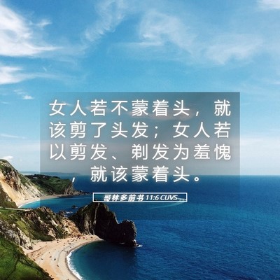 Picture 05 - 哥 林 多 前 书 11:6 CUVS - 女 人 若 不 蒙 着 头 ， 就 该 剪 了 - Bible Verse Picture