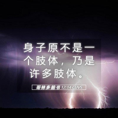 Picture 05 - 哥 林 多 前 书 12:14 CUVS - 身 子 原 不 是 一 个 肢 体 ， 乃 是 - Bible Verse Picture