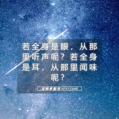 Picture 05 - 哥 林 多 前 书 12:17 CUVS - 若 全 身 是 眼 ， 从 那 里 听 声 呢 - Bible Verse Picture