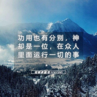Picture 05 - 哥 林 多 前 书 12:6 CUVS - 功 用 也 有 分 别 ， 神 却 是 一 位 - Bible Verse Picture