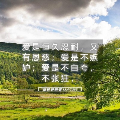 Picture 05 - 哥 林 多 前 书 13:4 CUVS - 爱 是 恒 久 忍 耐 ， 又 有 恩 慈 ； - Bible Verse Picture