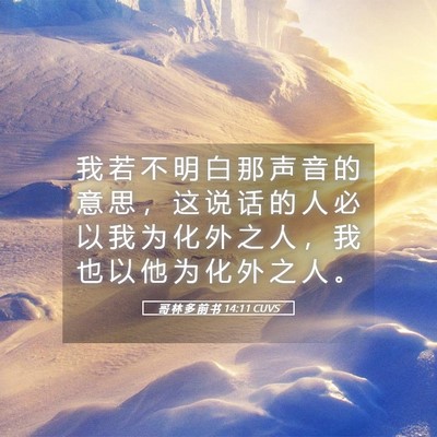 Picture 05 - 哥 林 多 前 书 14:11 CUVS - 我 若 不 明 白 那 声 音 的 意 思 ， - Bible Verse Picture