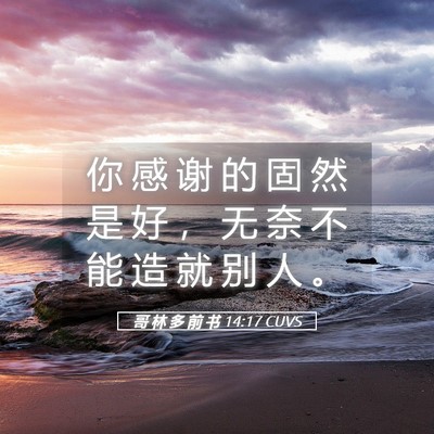 Picture 05 - 哥 林 多 前 书 14:17 CUVS - 你 感 谢 的 固 然 是 好 ， 无 奈 不 - Bible Verse Picture