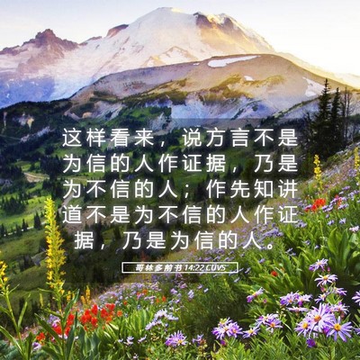 Picture 05 - 哥 林 多 前 书 14:22 CUVS - 这 样 看 来 ， 说 方 言 不 是 为 信 - Bible Verse Picture