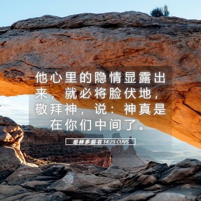 Picture 05 - 哥 林 多 前 书 14:25 CUVS - 他 心 里 的 隐 情 显 露 出 来 ， 就 - Bible Verse Picture