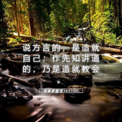 Picture 05 - 哥 林 多 前 书 14:4 CUVS - 说 方 言 的 ， 是 造 就 自 己 ； 作 - Bible Verse Picture