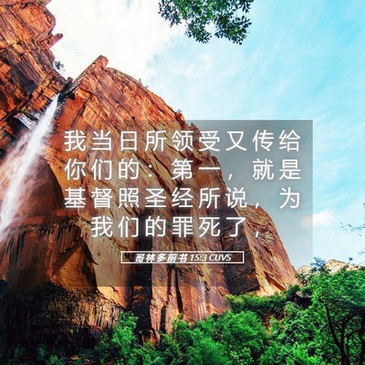Picture 05 - 哥 林 多 前 书 15:3 CUVS - 我 当 日 所 领 受 又 传 给 你 们 的 - Bible Verse Picture