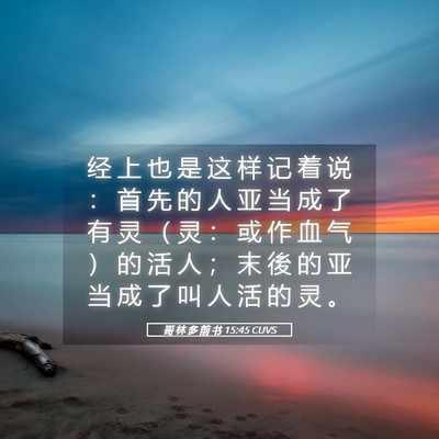 Picture 05 - 哥 林 多 前 书 15:45 CUVS - 经 上 也 是 这 样 记 着 说 ： 首 先 - Bible Verse Picture