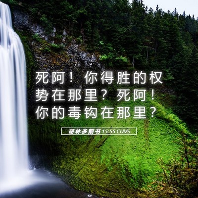 Picture 05 - 哥 林 多 前 书 15:55 CUVS - 死 阿 ！ 你 得 胜 的 权 势 在 那 里 - Bible Verse Picture