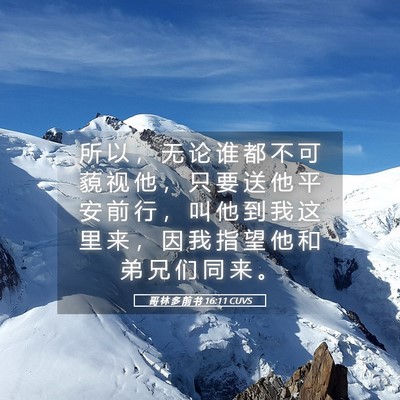 Picture 05 - 哥 林 多 前 书 16:11 CUVS - 所 以 ， 无 论 谁 都 不 可 藐 视 他 - Bible Verse Picture