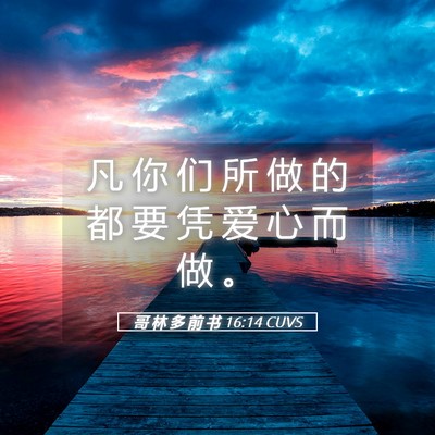Picture 05 - 哥 林 多 前 书 16:14 CUVS - 凡 你 们 所 做 的 都 要 凭 爱 心 而 - Bible Verse Picture