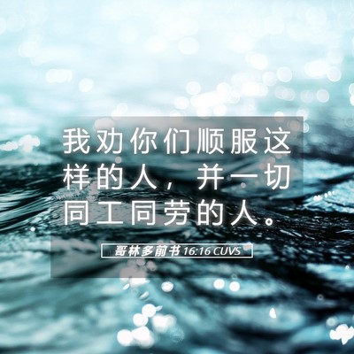 Picture 05 - 哥 林 多 前 书 16:16 CUVS - 我 劝 你 们 顺 服 这 样 的 人 ， 并 - Bible Verse Picture