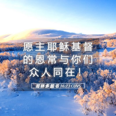 Picture 05 - 哥 林 多 前 书 16:23 CUVS - 愿 主 耶 稣 基 督 的 恩 常 与 你 们 - Bible Verse Picture
