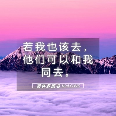 Picture 05 - 哥 林 多 前 书 16:4 CUVS - 若 我 也 该 去 ， 他 们 可 以 和 我 - Bible Verse Picture