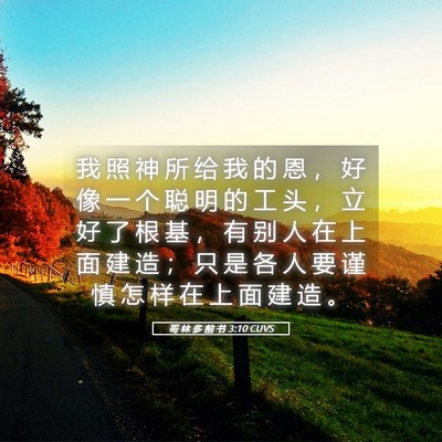 Picture 05 - 哥 林 多 前 书 3:10 CUVS - 我 照 神 所 给 我 的 恩 ， 好 像 一 - Bible Verse Picture