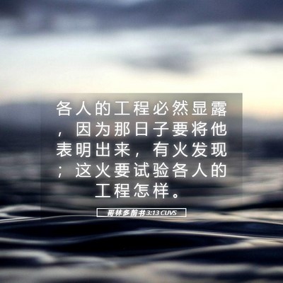 Picture 05 - 哥 林 多 前 书 3:13 CUVS - 各 人 的 工 程 必 然 显 露 ， 因 为 - Bible Verse Picture
