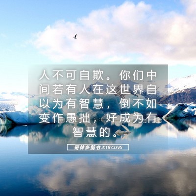 Picture 05 - 哥 林 多 前 书 3:18 CUVS - 人 不 可 自 欺 。 你 们 中 间 若 有 - Bible Verse Picture
