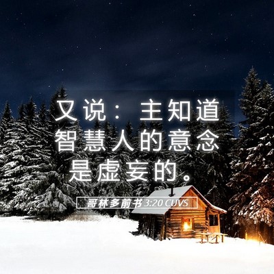 Picture 05 - 哥 林 多 前 书 3:20 CUVS - 又 说 ： 主 知 道 智 慧 人 的 意 念 - Bible Verse Picture