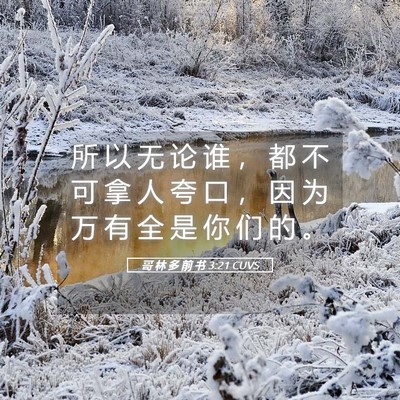 Picture 05 - 哥 林 多 前 书 3:21 CUVS - 所 以 无 论 谁 ， 都 不 可 拿 人 夸 - Bible Verse Picture