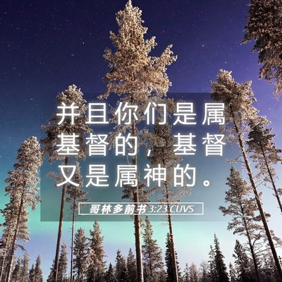 Picture 05 - 哥 林 多 前 书 3:23 CUVS - 并 且 你 们 是 属 基 督 的 ， 基 督 - Bible Verse Picture