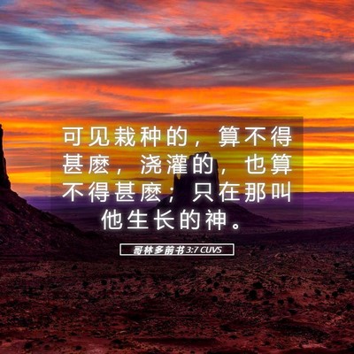 Picture 05 - 哥 林 多 前 书 3:7 CUVS - 可 见 栽 种 的 ， 算 不 得 甚 麽 ， - Bible Verse Picture