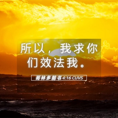 Picture 05 - 哥 林 多 前 书 4:16 CUVS - 所 以 ， 我 求 你 们 效 法 我 - Bible Verse Picture