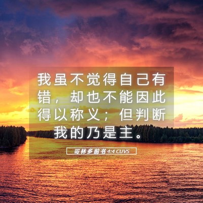 Picture 05 - 哥 林 多 前 书 4:4 CUVS - 我 虽 不 觉 得 自 己 有 错 ， 却 也 - Bible Verse Picture